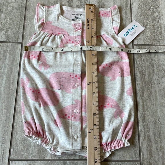 Carter’s baby,6m,pink whale on cream background,round neck,snap down,for girls - Picture 2 of 3
